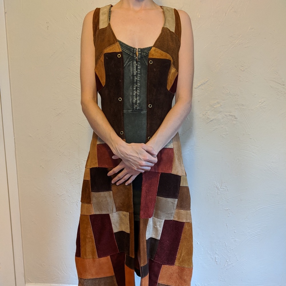 Suede Patchwork Trench Vest